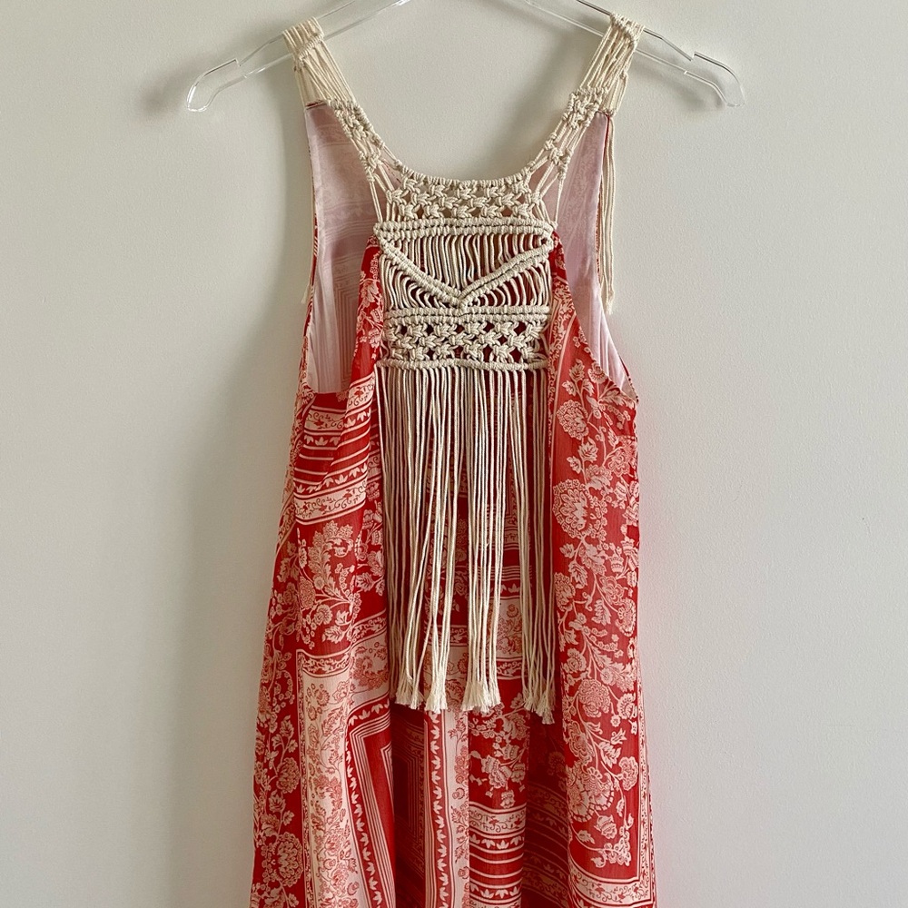 *NWOT* Zara BoHo Floral Print Crochet Detail Midi Dress